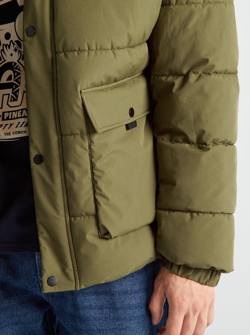 Doudoune mi-longue déperlante Vert - Kiabi