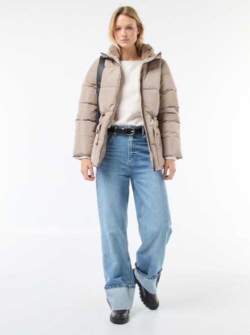 Doudoune mi-longue matelassée à capuche - Kiabi