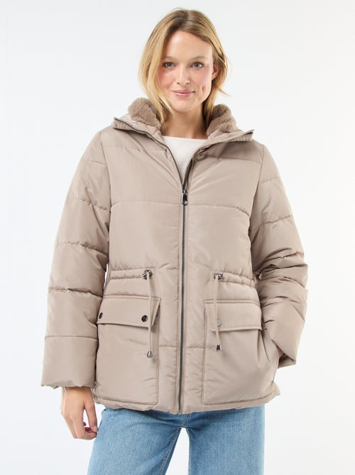 Doudoune mi-longue matelassée à capuche - Kiabi