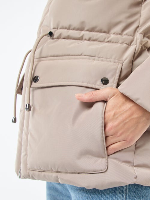 Doudoune mi-longue matelassée à capuche - Kiabi