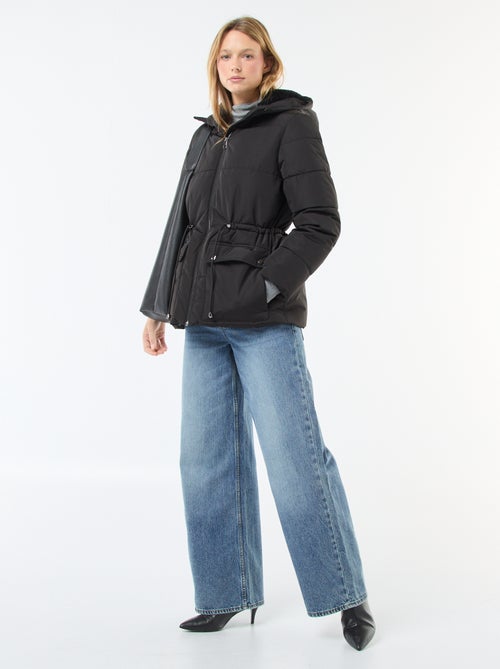 Doudoune mi-longue matelassée à capuche - Kiabi