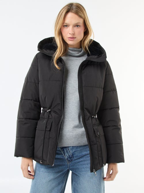 Doudoune mi-longue matelassée à capuche - Kiabi