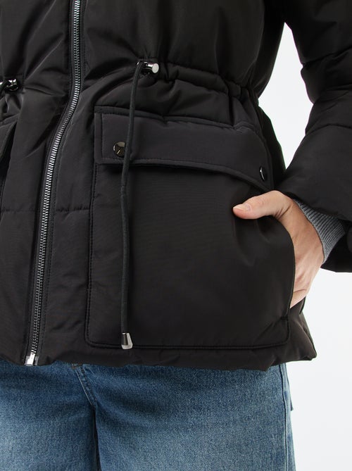 Doudoune mi-longue matelassée à capuche - Kiabi