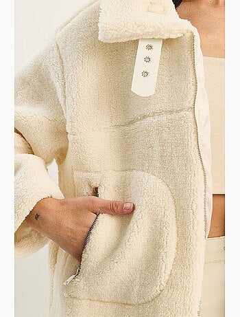 Doudoune oversize en maille peluche avec fermeture éclair lucci
