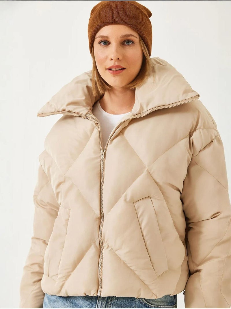 Doudoune oversize lucci Beige argile - Kiabi
