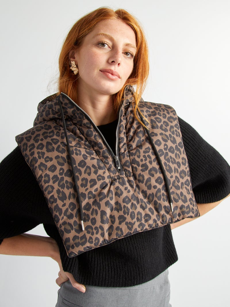Doudoune plastron à capuche Beige - Kiabi