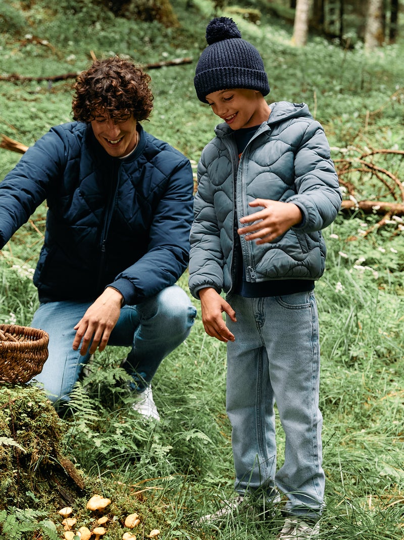 Doudoune quiltée à capuche Bleu - Kiabi
