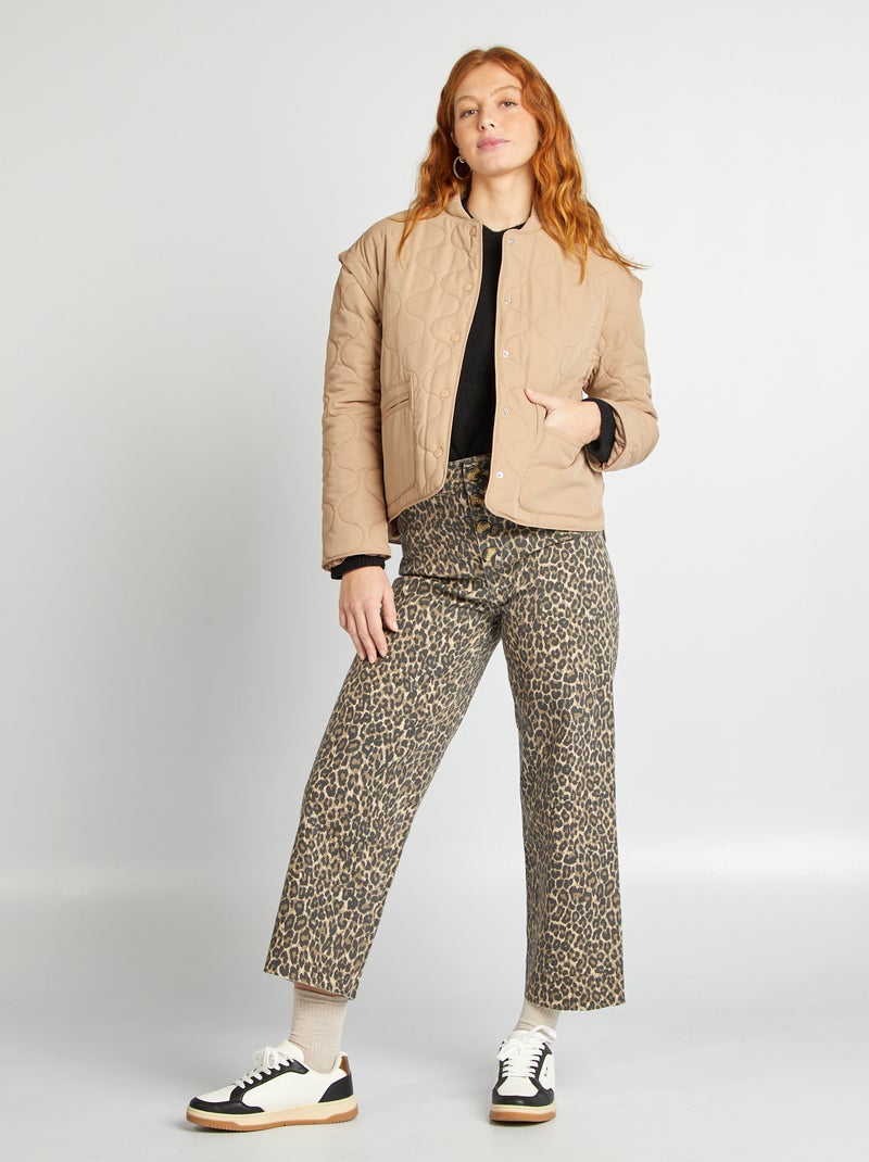 Doudoune quiltée avec manches amovibles Camel - Kiabi