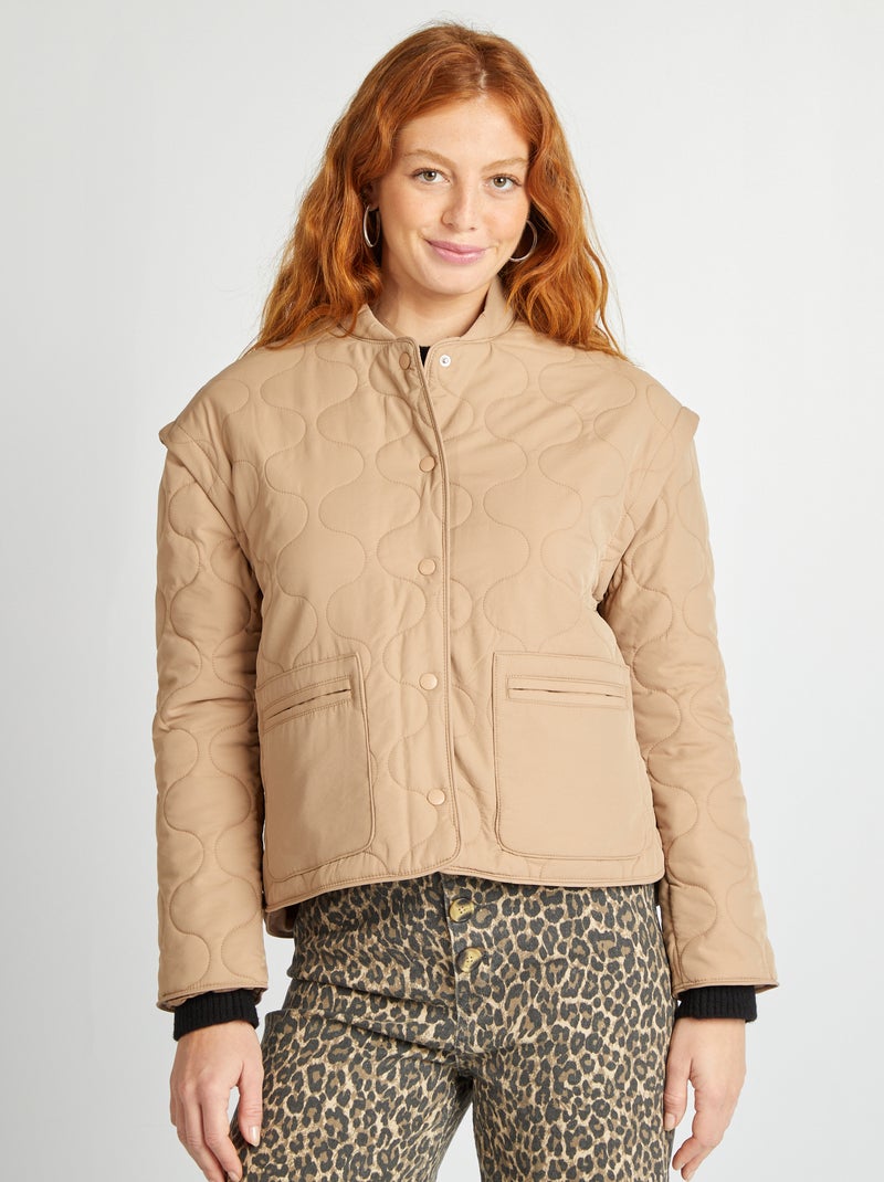 Doudoune quiltée avec manches amovibles Camel - Kiabi