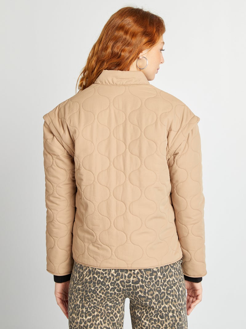 Doudoune quiltée avec manches amovibles Camel - Kiabi