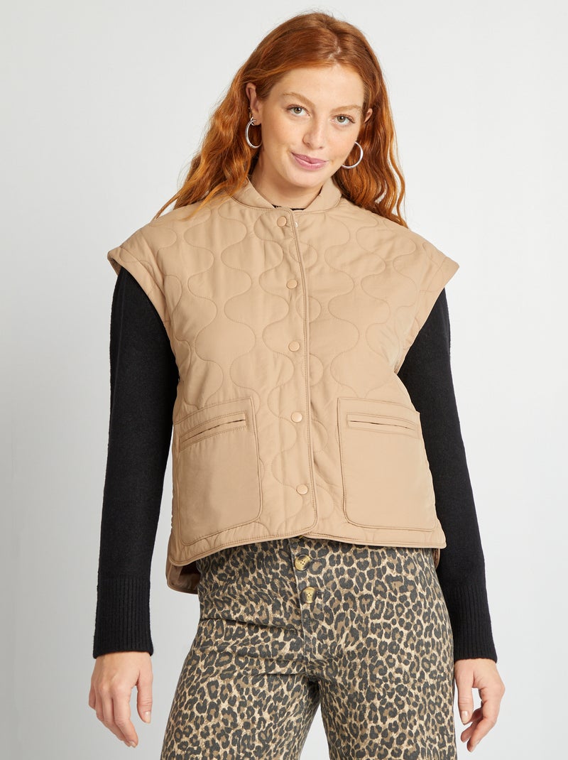 Doudoune quiltée avec manches amovibles Camel - Kiabi