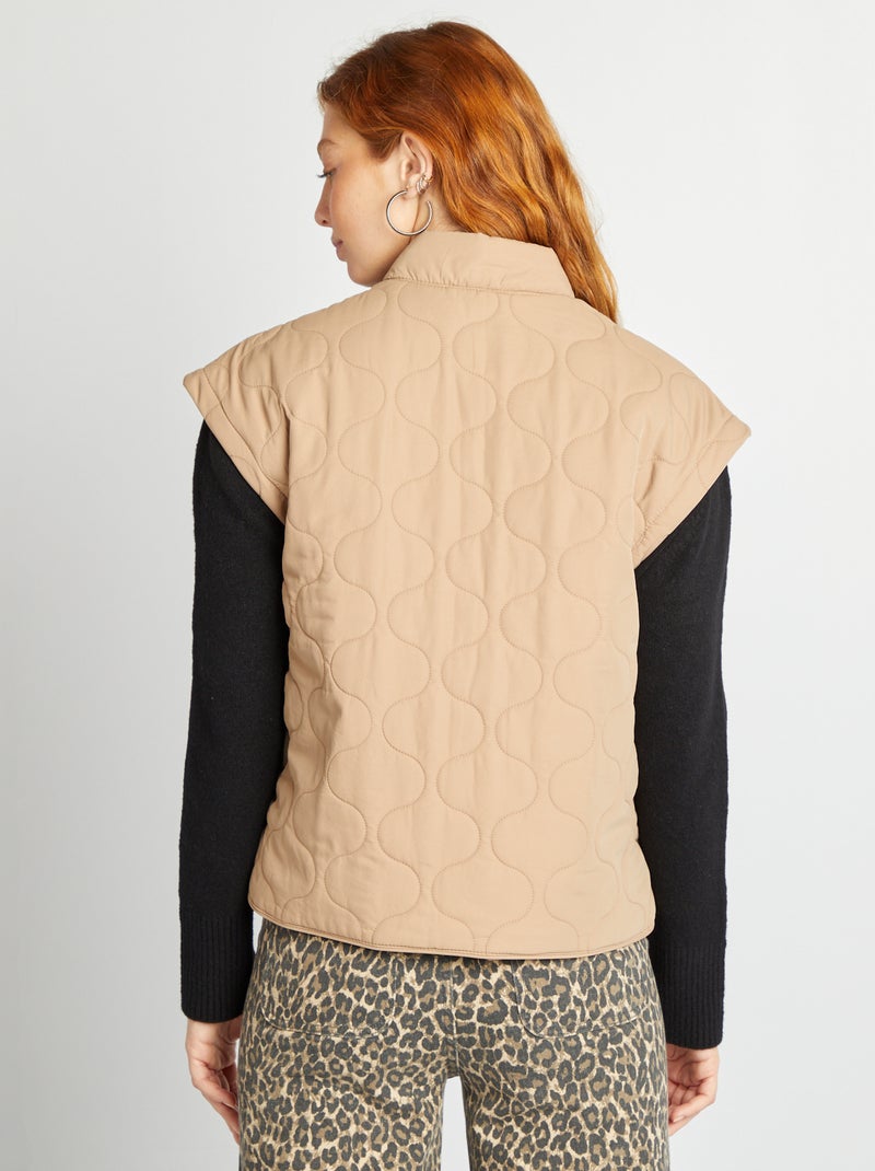 Doudoune quiltée avec manches amovibles Camel - Kiabi