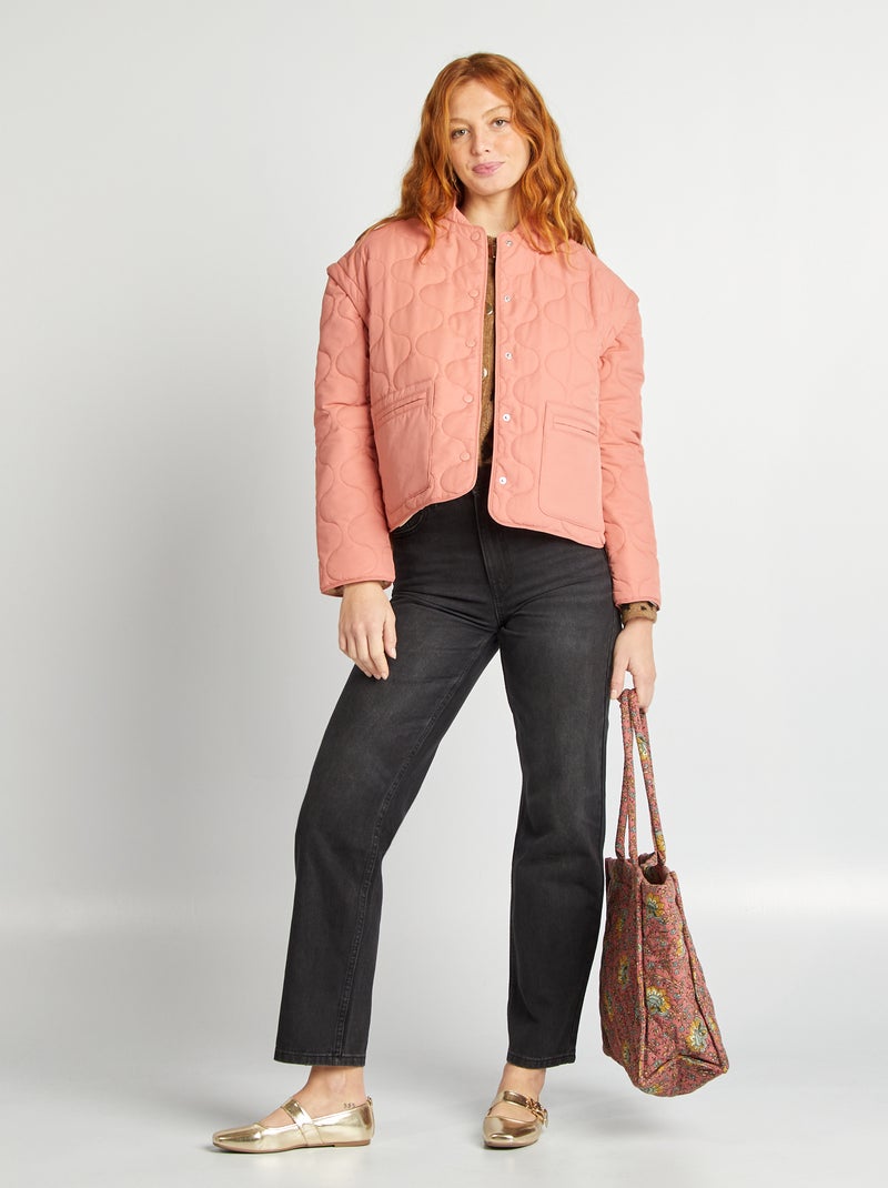 Doudoune quiltée avec manches amovibles Rose - Kiabi