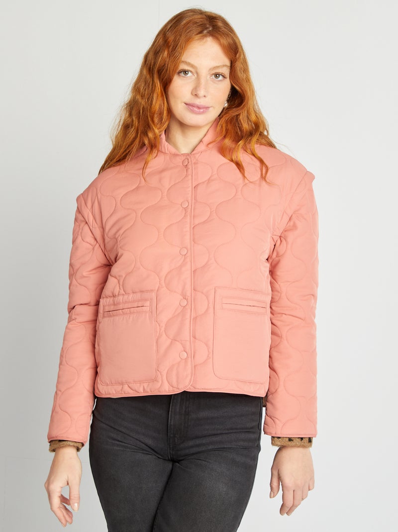 Doudoune quiltée avec manches amovibles Rose - Kiabi