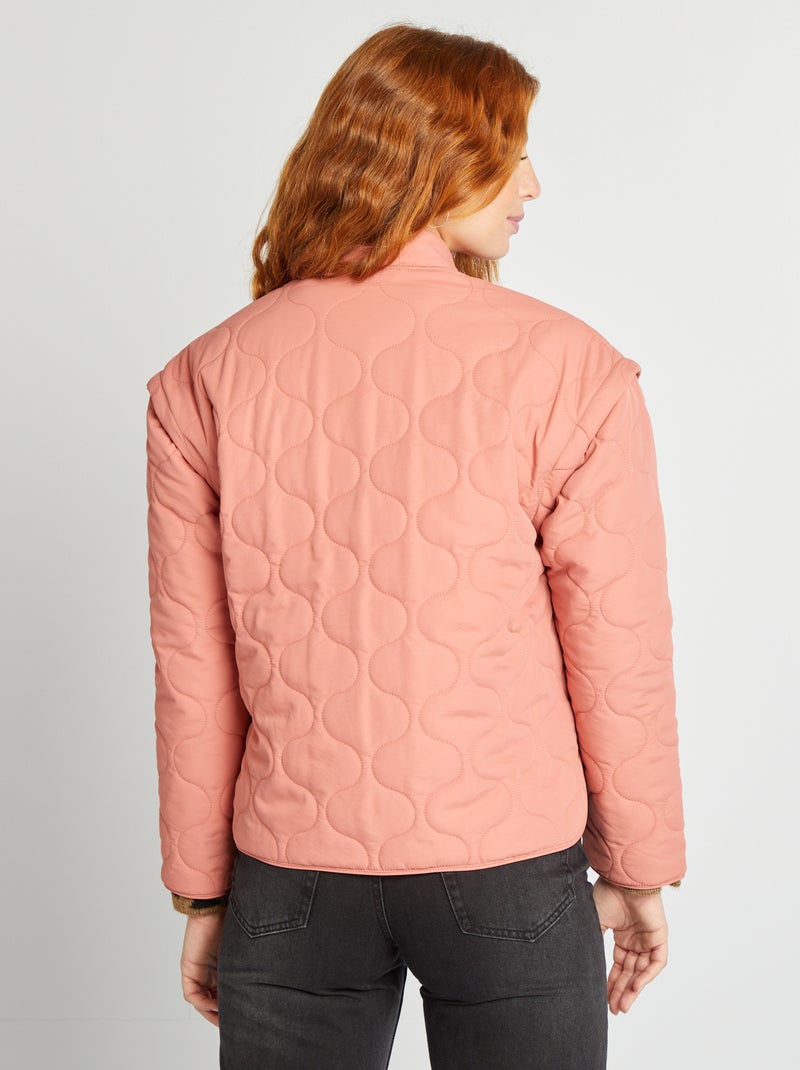 Doudoune quiltée avec manches amovibles Rose - Kiabi