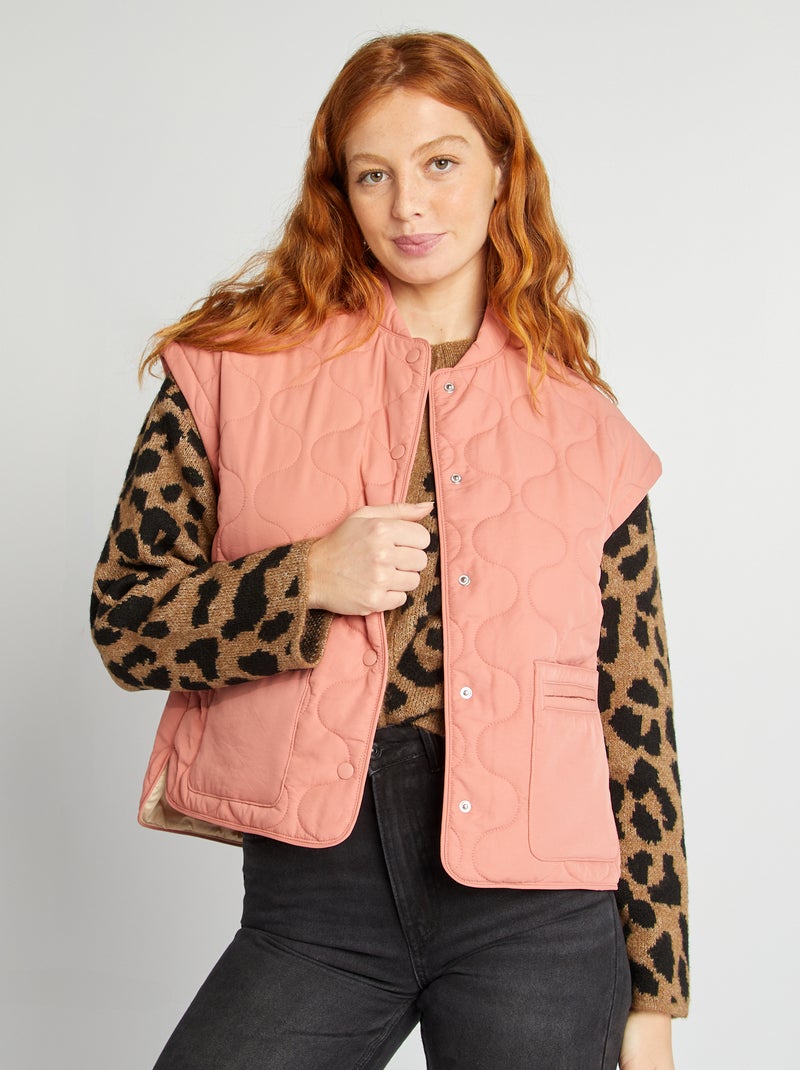Doudoune quiltée avec manches amovibles Rose - Kiabi
