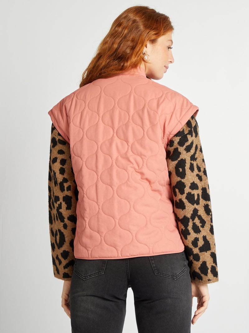 Doudoune quiltée avec manches amovibles Rose - Kiabi
