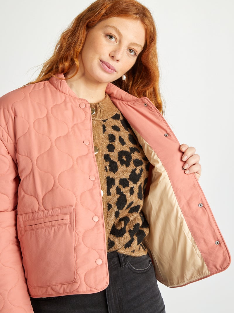 Doudoune quiltée avec manches amovibles Rose - Kiabi