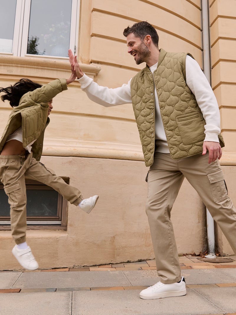 Doudoune quiltée manches amovibles Kaki - Kiabi