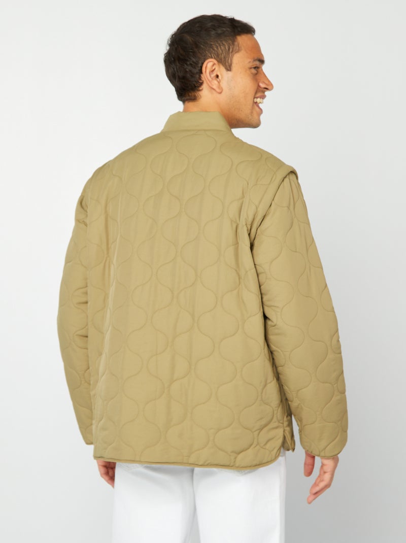Doudoune quiltée manches amovibles Kaki - Kiabi