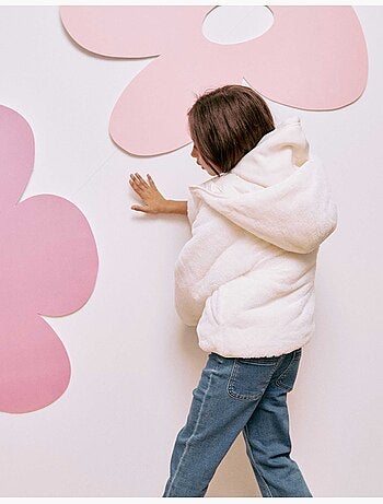Doudoune réversible avec capuche et doublure en peluche douce synthétique