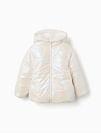 Doudoune réversible avec capuche et doublure en peluche douce synthétique