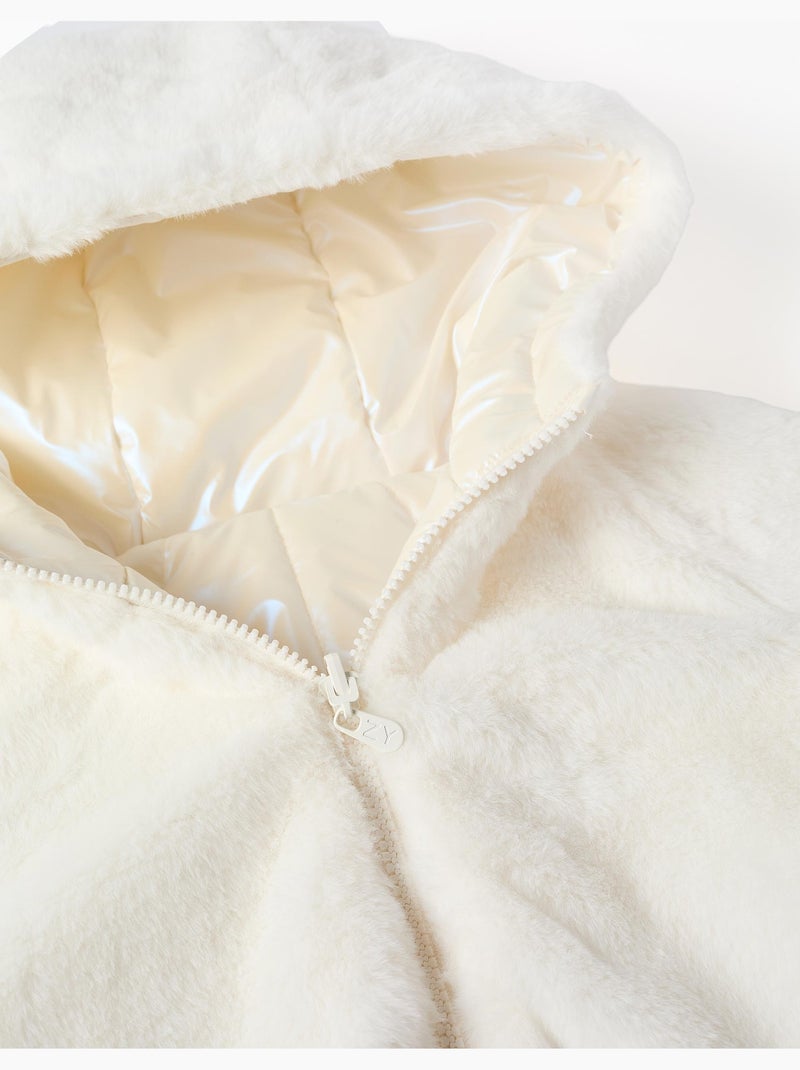 Doudoune réversible avec capuche et doublure en peluche douce synthétique Beige - Kiabi