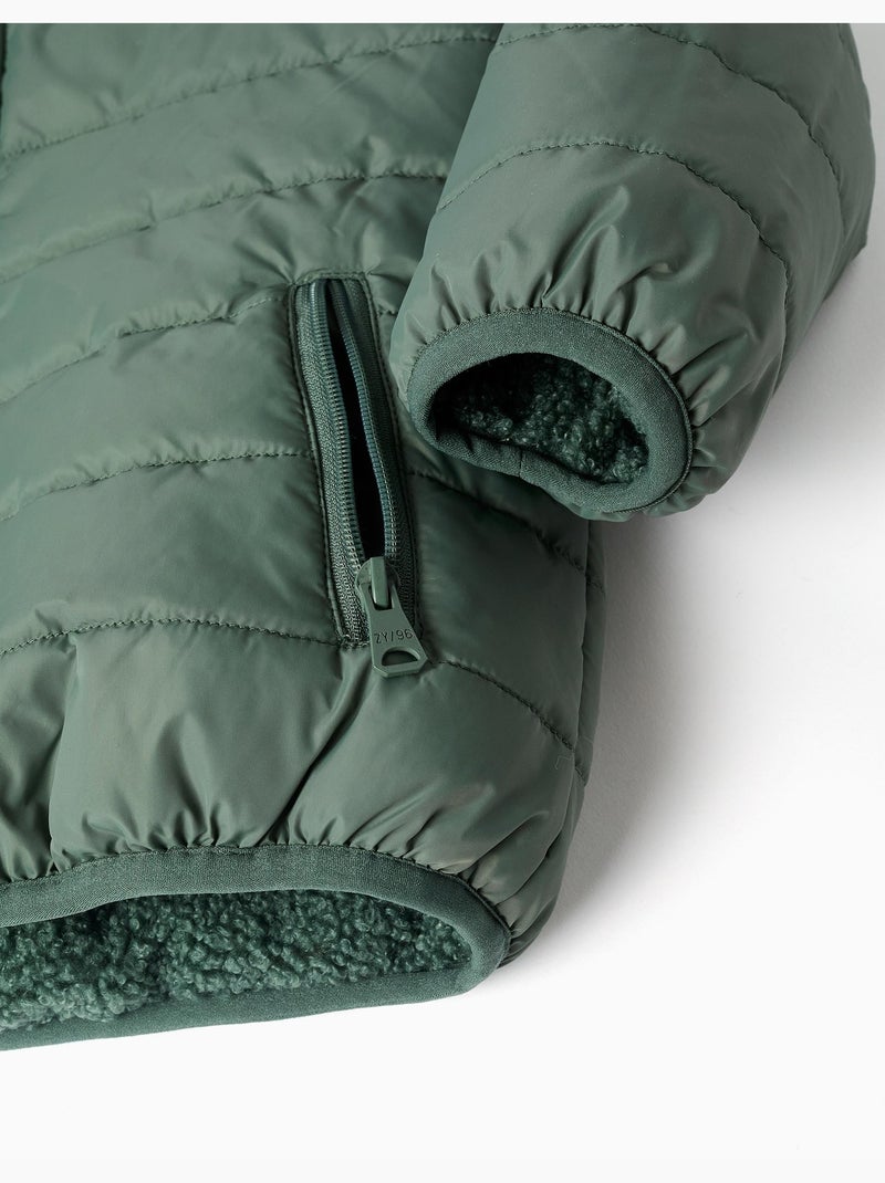 Doudoune réversible avec sherpa Vert foncé - Kiabi