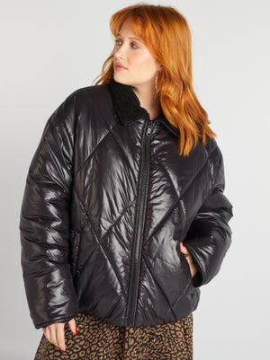 Manteau D'hiver Réversible Femme - Doudoune Bouffante Avec Capuche, Polaire Sherpa - Chaud Et Confortable Pour Extérieur