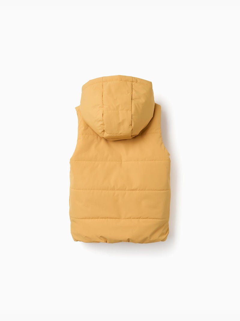 Doudoune sans manches à capuche avec fermeture éclair Jaune - Kiabi