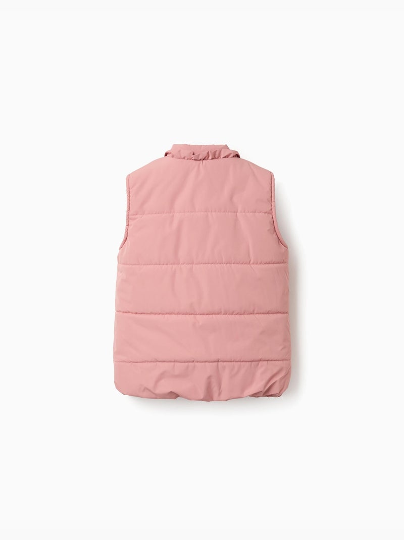 Doudoune sans manches avec doublure en polaire et volants Rose - Kiabi