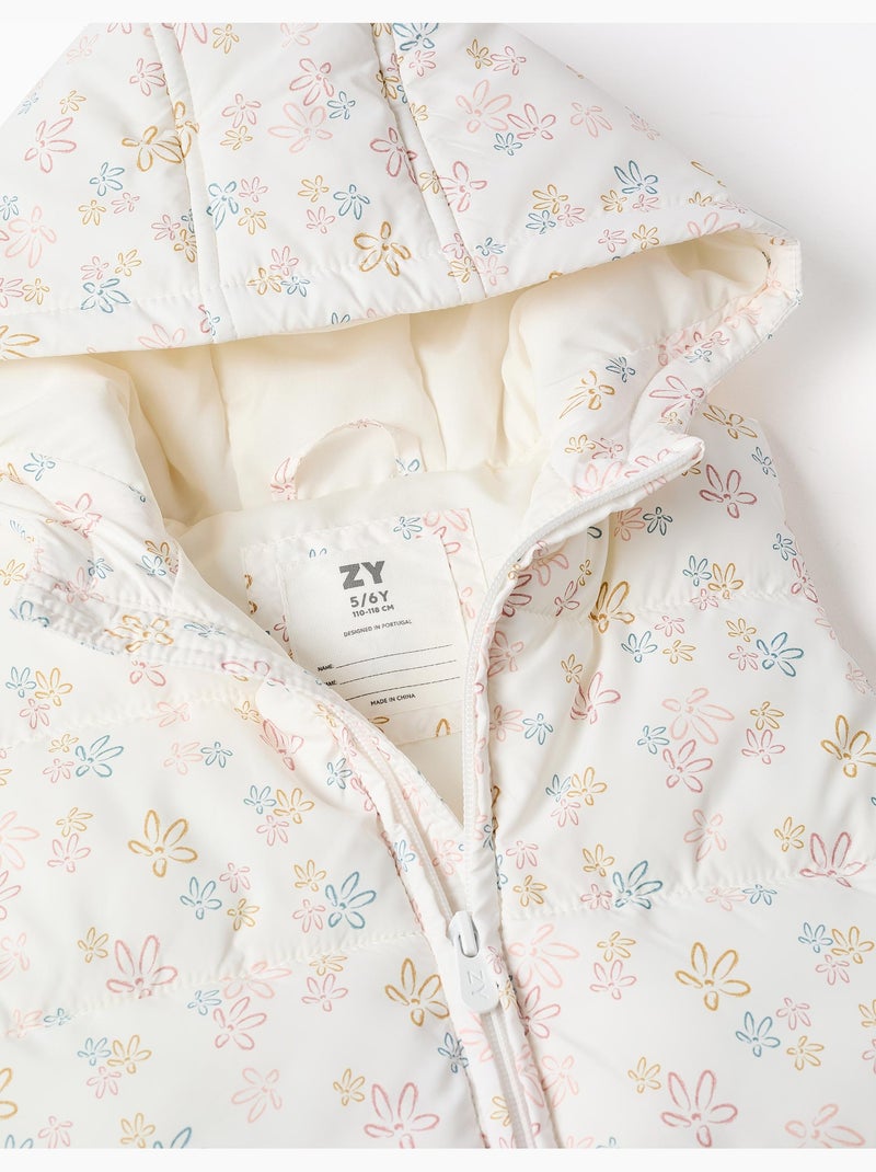 Doudoune sans manches avec motif floral Blanc - Kiabi