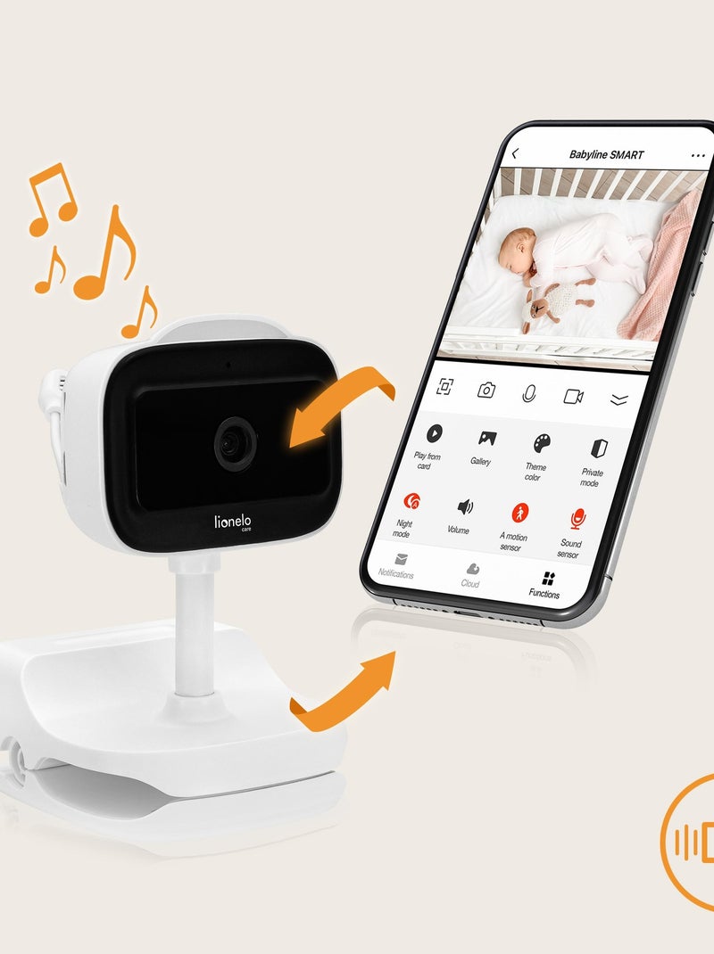 Draadloze videobabyfoon LIONELO Babyline Go – Tot 5 uur – Bevestigingsclip Wit Wit Zwart - Kiabi