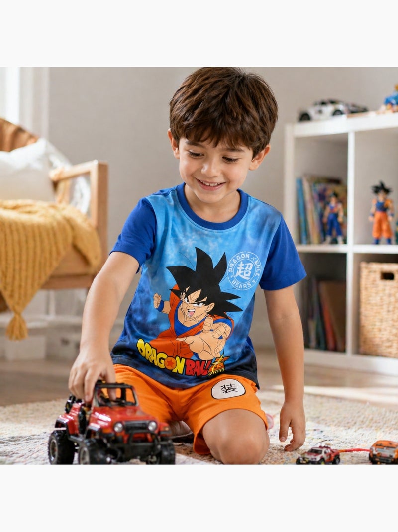 Dragon ball z - kinder t-shirt en bijpassende korte broek set Marineblauw - Kiabi