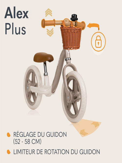 Draisienne LIONELO Alex Plus - Léger - Selle confortable - Réglable - Panier et Sonnette inclus - Kiabi Draisienne LIONELO Alex Plus - Léger - Selle confortable - Réglable - Panier et Sonnette inclus - Kiabi