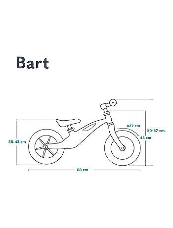 Draisienne LIONELO Bart - Vélo enfant - Jusqu'à 30 kg - Légère - Réglage du guidon et de la selle