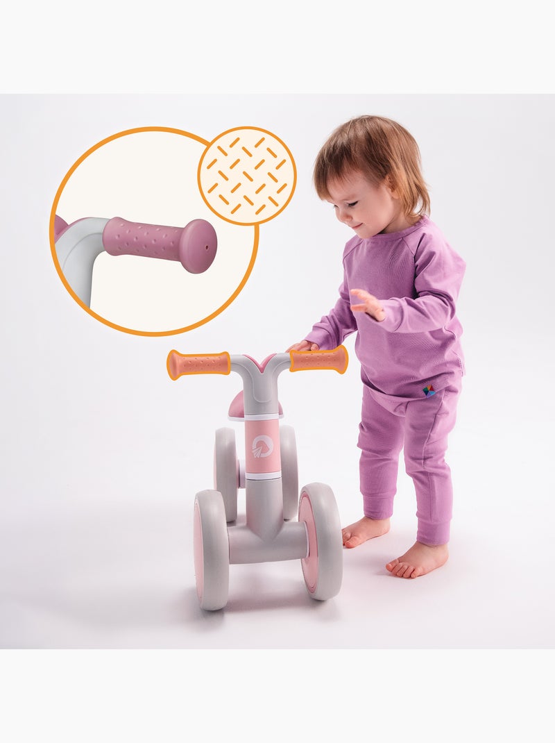 Draisienne LIONELO Villy - Vélo enfant - 4 Roues - Amorti à l'Avant - Siège Ergonomique Blanc Rose Gris - Kiabi