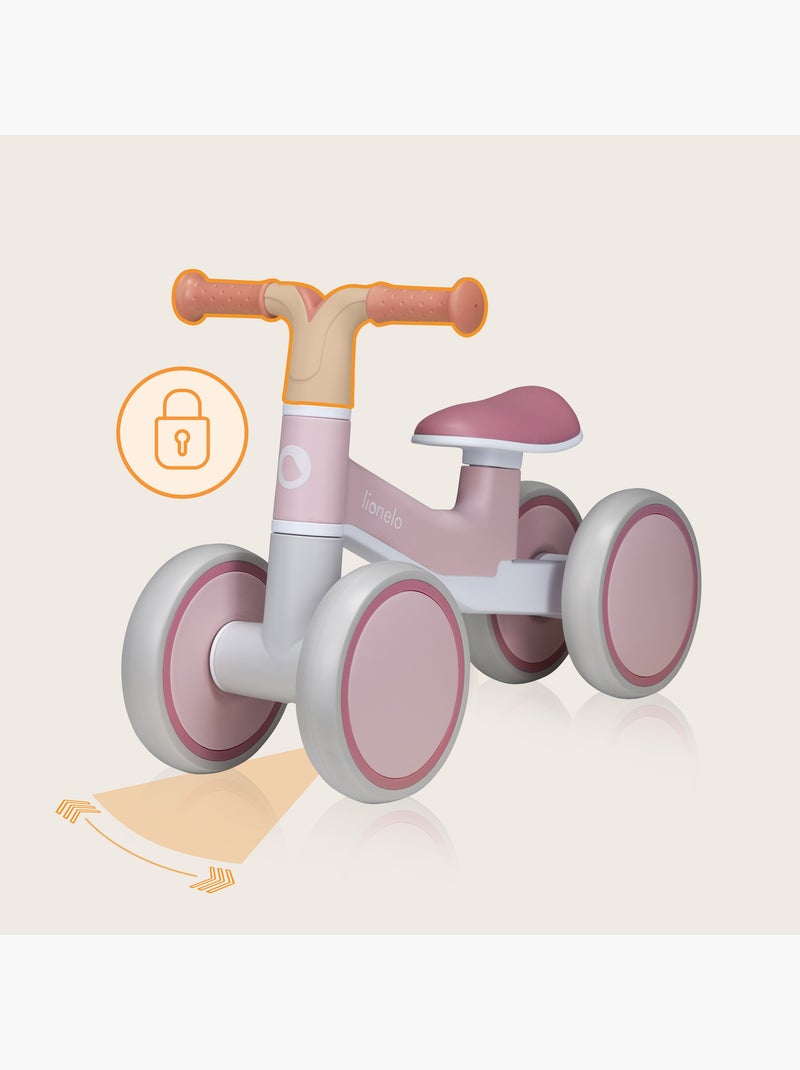 Draisienne LIONELO Villy - Vélo enfant - 4 Roues - Amorti à l'Avant - Siège Ergonomique Blanc Rose Gris - Kiabi