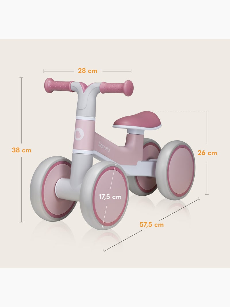 Draisienne LIONELO Villy - Vélo enfant - 4 Roues - Amorti à l'Avant - Siège Ergonomique Blanc Rose Gris - Kiabi
