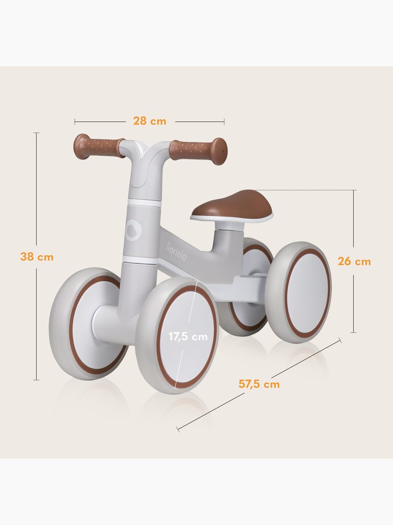 Draisienne LIONELO Villy - Vélo enfant - 4 Roues - Amorti à l'Avant - Siège Ergonomique Gris Marron - Kiabi