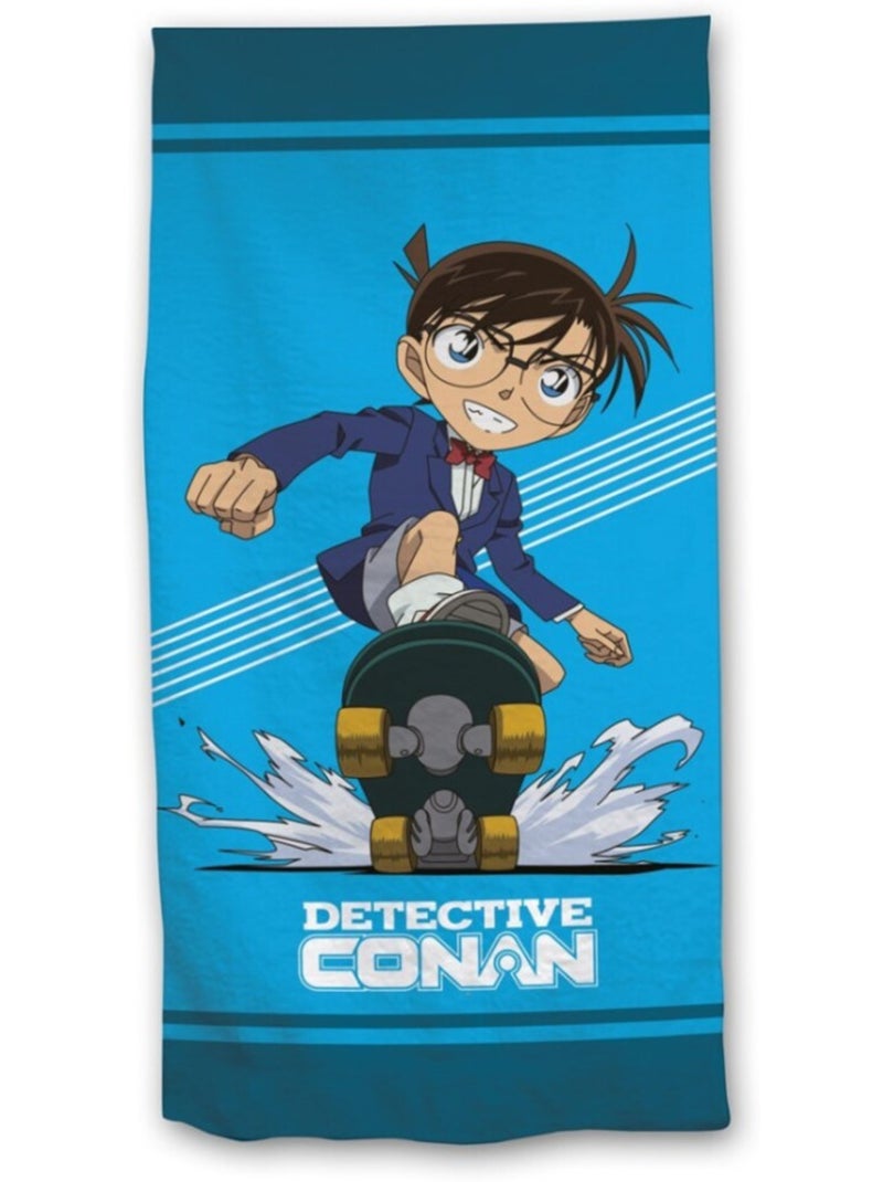 Drap de Plage Détective Conan 70x140 cm 100% Polyester | Conan Skateboard Bleu Noir Bleu - Kiabi