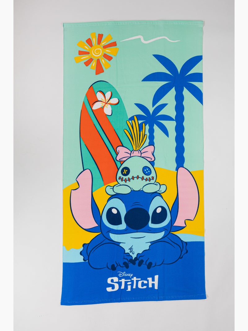 Drap de Plage Disney Stitch 70x140 cm 100% Polyester | Stitch & Scrump Surf Bleu Turquoise Hawaï Beige/Vert/Bleu - Kiabi
