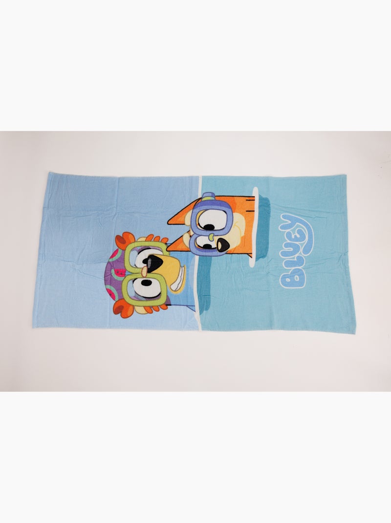 Drap de Plage Enfant Bluey 70x140 cm 100% Coton Bleu ciel/Gris/Blanc perle/Transparent - Kiabi
