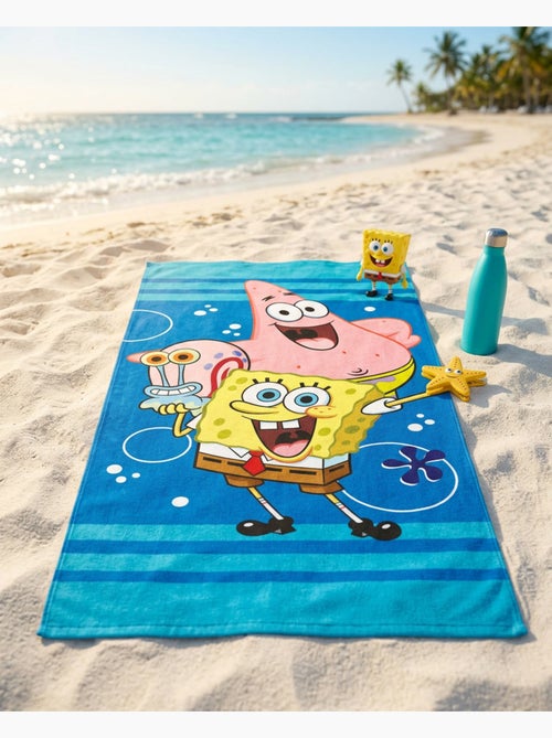 Drap de Plage Enfant Bob l'Éponge 70x140 cm 100% Polyester - Kiabi Drap de Plage Enfant Bob l'Éponge 70x140 cm 100% Polyester - Kiabi