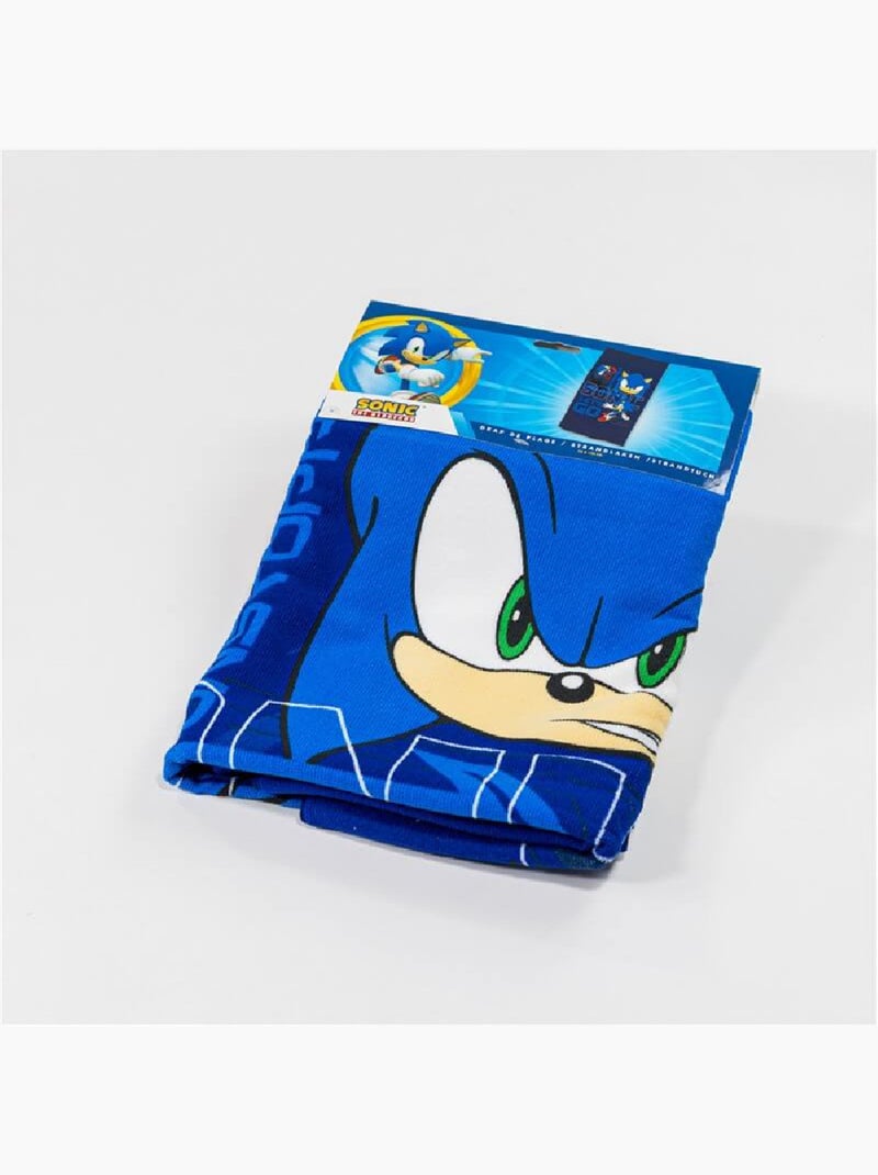 Drap de Plage Enfant Sonic the Hedgehog 70x140 cm 100% Polyester Noir Bleu - Kiabi