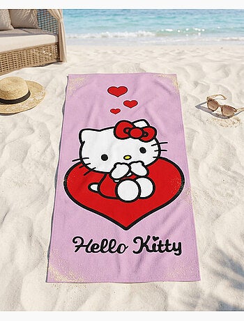 Drap de Plage Fille Hello Kitty Sanrio 70x140 cm 100% Polyester