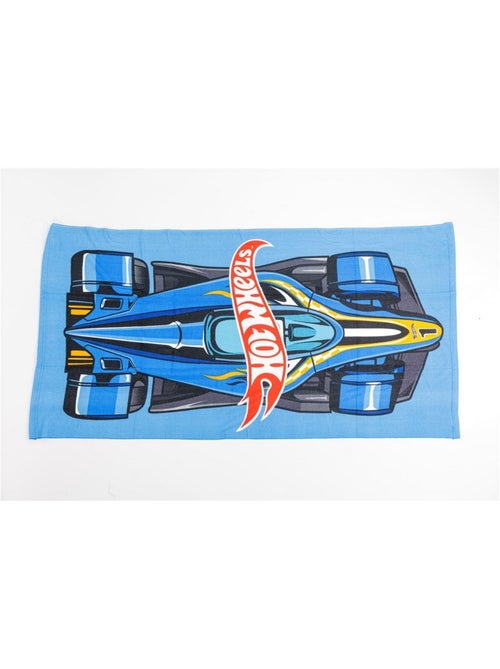 Drap de Plage Garçon Hot Wheels 70x140 cm 100% Polyester | Voiture de Course Bleue - Kiabi