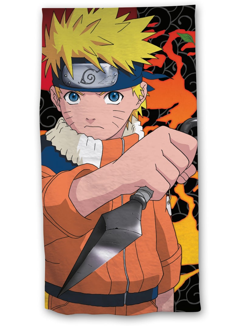 Drap de Plage Naruto Shippuden 70x140 cm 100% Coton Noir Bordeaux - Kiabi