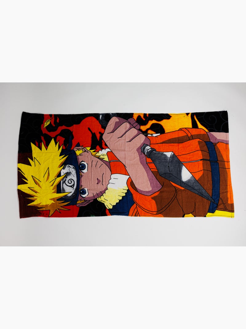 Drap de Plage Naruto Shippuden 70x140 cm 100% Coton Noir Bordeaux - Kiabi