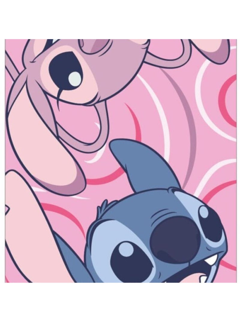 Drap de Plage Stitch & Angel Disney 70x140 cm 100% Polyester Beige/Rose - Kiabi